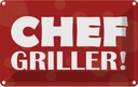 Blechschild 12x18 cm Chef Griller rotes Essen Trinken