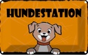 Blechschild 12x18 cm Hundestation orange Tier Haustier Hund