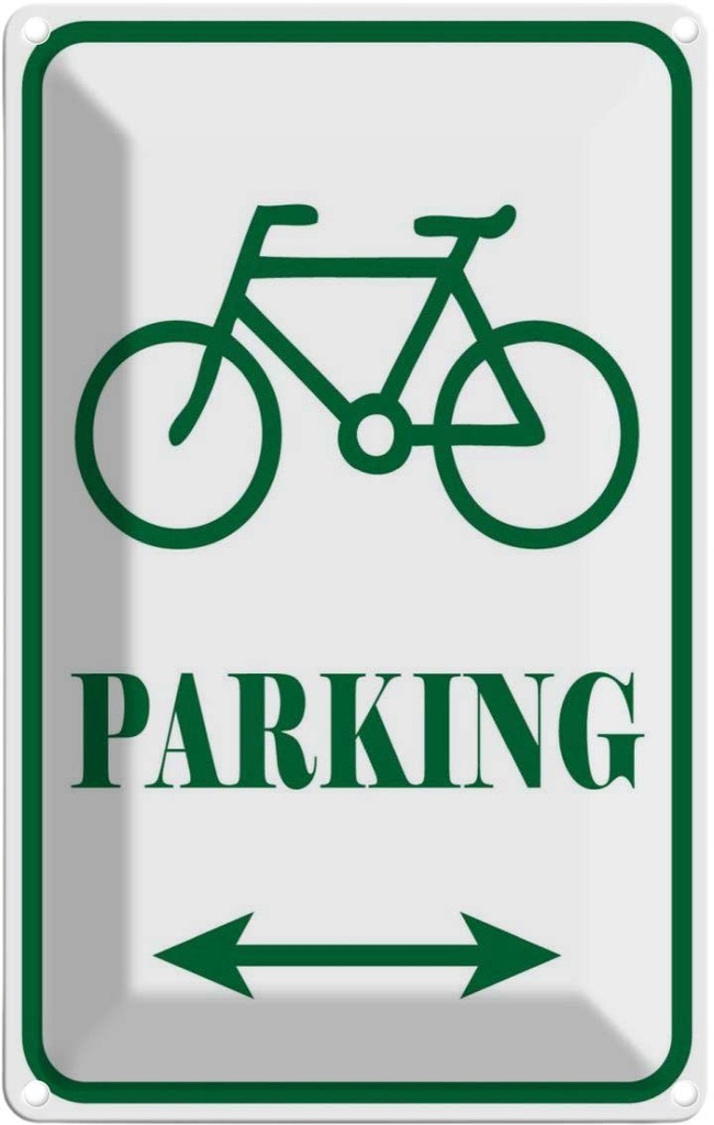 [LA-111814-1812] Blechschild 18x12 cm Fahrrad Parking weiß- grünes Parkplatzschild