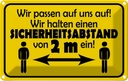 Blechschild 12x18 cm Sicherheitsabstand 2m Warnschild Hinweisschild Sicherheit Vorsicht