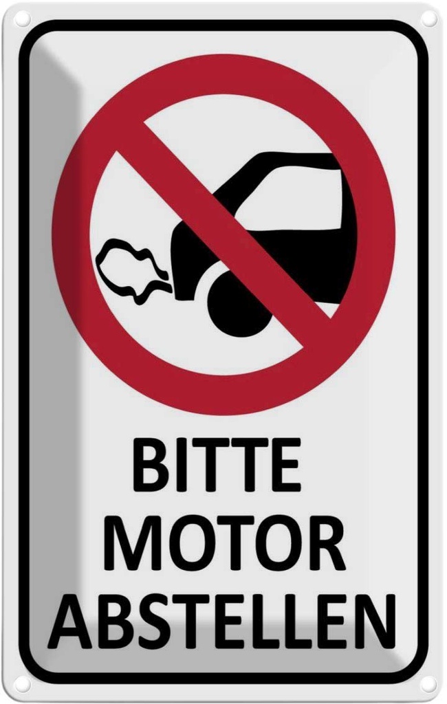 [LA-111832-1812] Blechschild 18x12 cm Bitte Motor abstellen Warnschild Hinweisschild Sicherheit Vorsicht