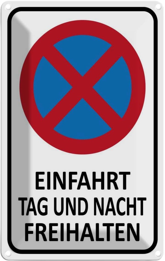[LA-111835-1812] Blechschild 18x12 cm Einfahrt Tag und Nacht freihalten Warnschild Hinweisschild Sicherheit Vorsicht