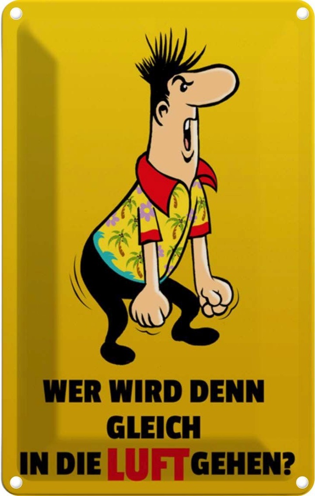 [LA-111846-1812] Blechschild 18x12 cm Wer wird denn gleich in Luft gehen Spruch Zitat
