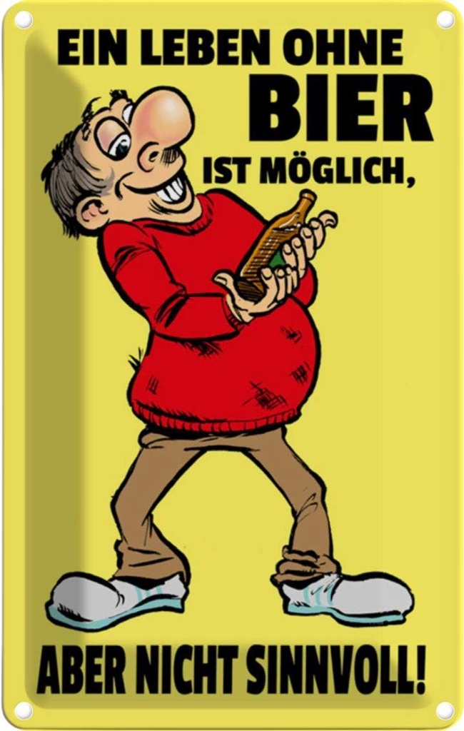 [LA-111851-1812] Blechschild 18x12 cm Alkohol Leben ohne Bier ist möglich aber Spruch Zitat