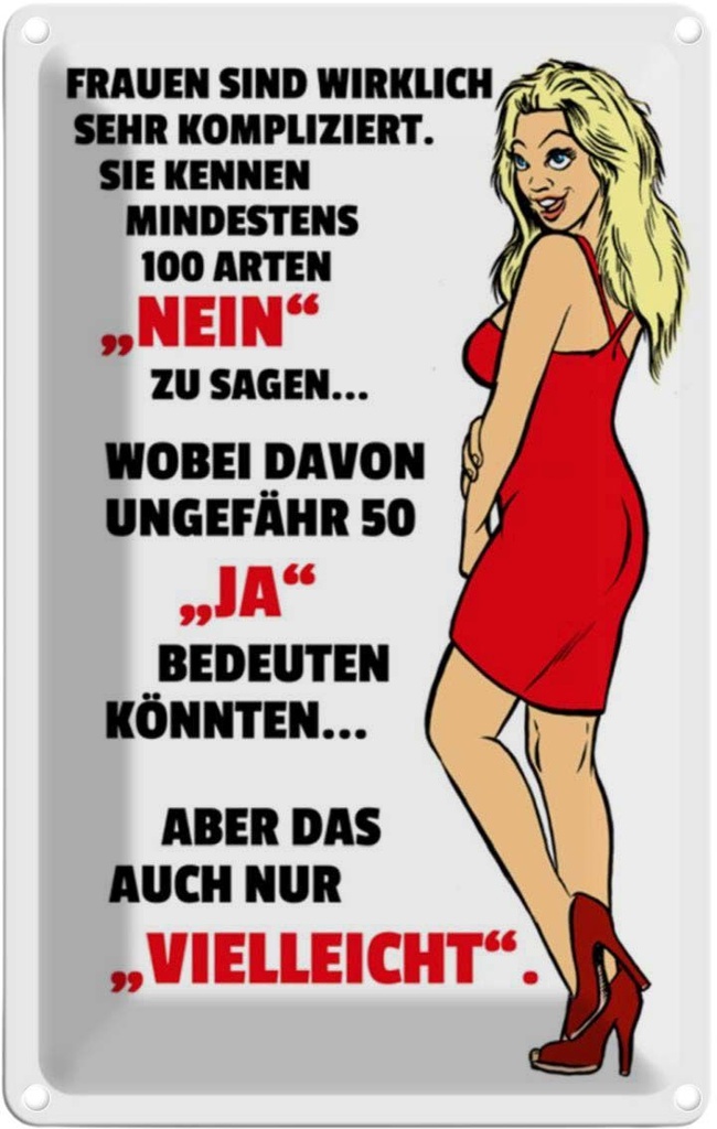 [LA-111877-1812] Blechschild 18x12 cm Frauen kennen 100 Arten Nein sagen Spruch Zitat