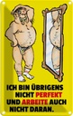 Blechschild 18x12 cm ch bin übrigens nicht perfekt Dekoration Spruch Zitat