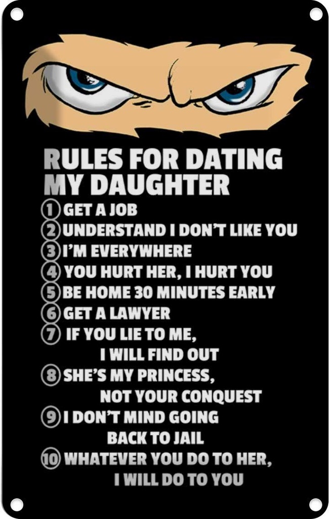 [LA-111891-1812] Blechschild 18x12 cm Rules for dating my daughter Ninja Spruch Zitat