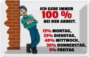 Blechschild 12x18 cm Gebe immer 100% bei der Arbeit Dekoration Spruch Zitat