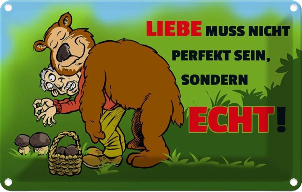 [LA-111933-1812] Blechschild 12x18 cm Liebe nicht perfekt sondern echt sein Spruch Zitat