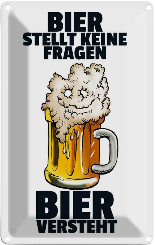 [LA-111980-1812] Blechschild 18x12 cm Alkohol Bier stellt keine Fragen Spruch Zitat