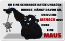 Blechschild 12x18 cm Ob schwarze Katze Unglück bringt Tier Haustier