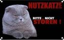 Blechschild 12x18 cm Nutzkatze bitte nicht stören schwarz Tier Haustier Katze