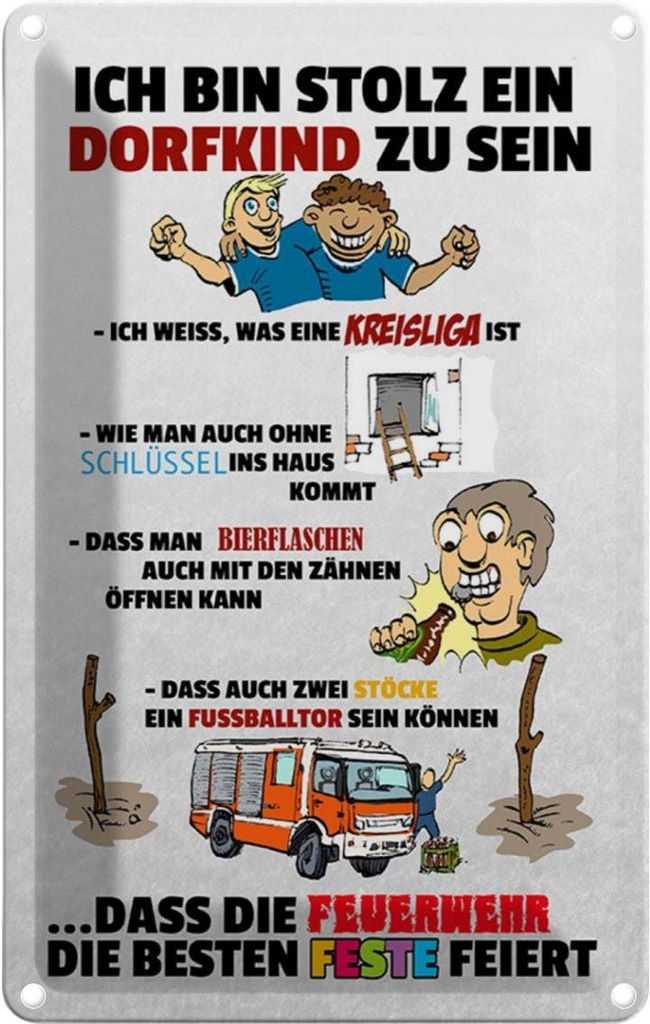 [LA-112015-1812] Blechschild 18x12 cm Stolz Dorfkind Teens Spruch Zitat zu sein Witz Humor Lustig Spaß Kids Kinder