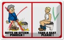 Blechschild 12x18 cm Bitte im Sitzen pinkeln Warnschild Hinweisschild Sicherheit Vorsicht