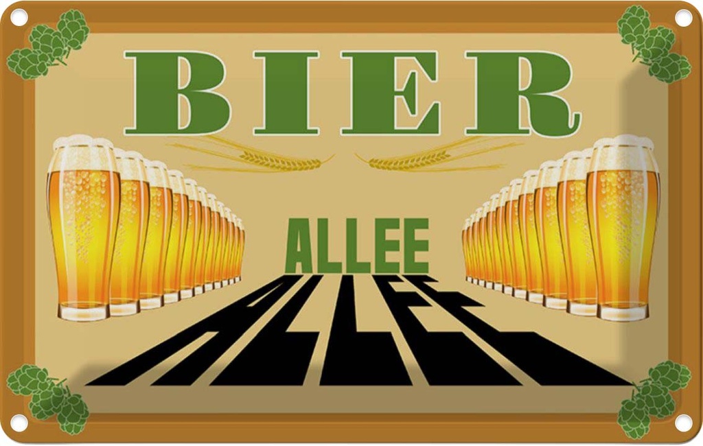 [LA-112106-1812] Blechschild 12x18 cm Alkohol Bier Allee Essen Trinken Bar Club