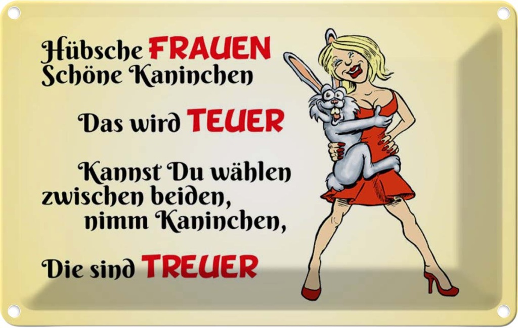 [LA-112136-1812] Blechschild 12x18 cm Hübsche Frauen schöne Kaninchen Spruch Zitat