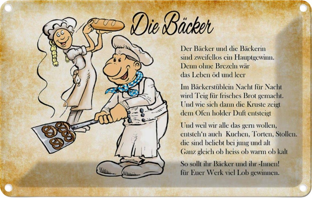[LA-112162-1812] Blechschild 12x18 cm Die Bäcker und Bäckerin Beruf Arbeit