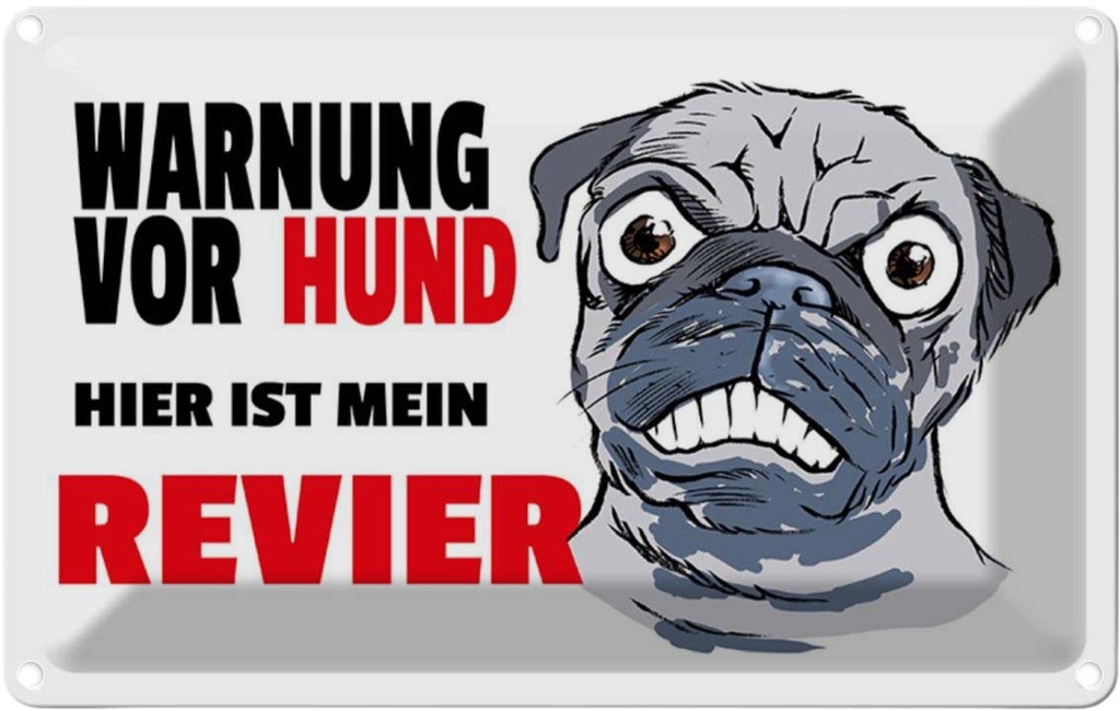 [LA-112178-1812] Blechschild 12x18 cm Warnung Hund hier mein Revier Warnschild Hinweisschild Sicherheit Vorsicht