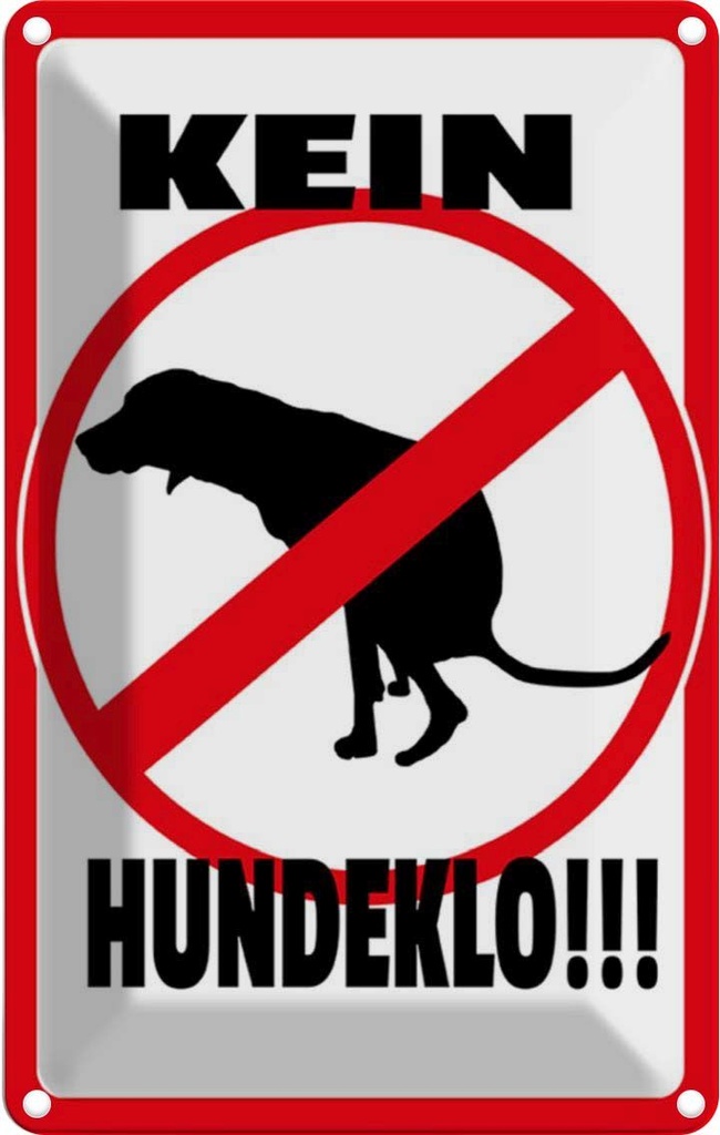 [LA-112208-1812] Blechschild 18x12 cm Kein Hundeklo Tiere Hund Warnschild Hinweisschild Sicherheit Vorsicht