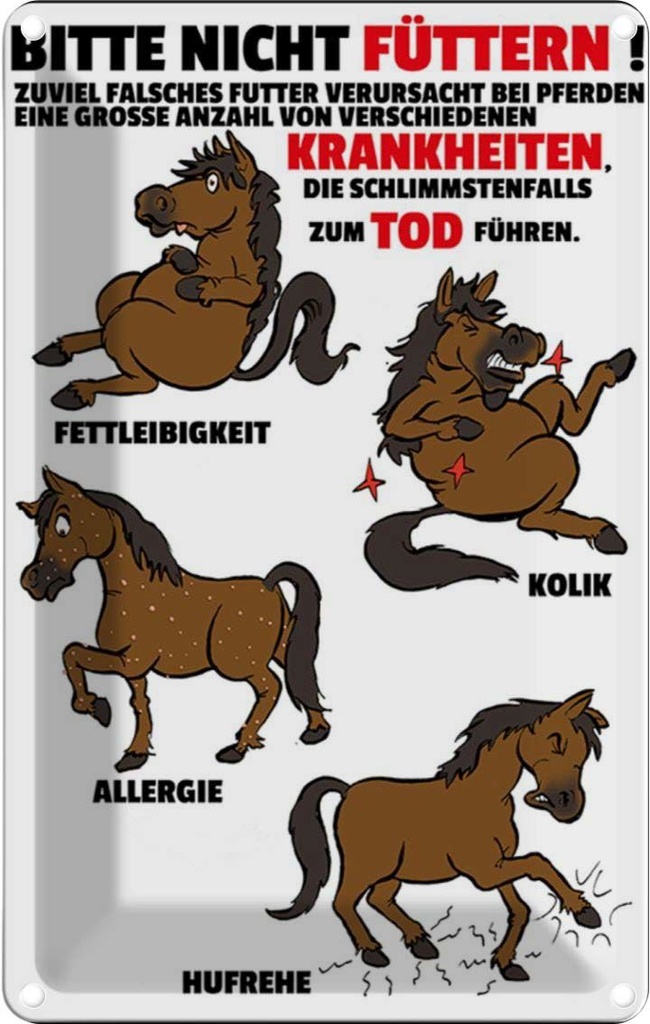 [LA-112234-1812] Blechschild 18x12 cm bitte nicht füttern Pferd krank Spruch Zitat