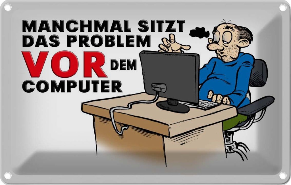 [LA-112243-1812] Blechschild 12x18 cm manchmal sitzt das Problem vor Dekoration Spruch Zitat