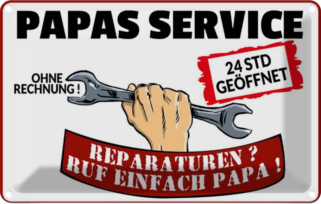 [LA-112260-1812] Blechschild 12x18 cm Papas Service ohne Rechnung Auto Garage Werkstatt