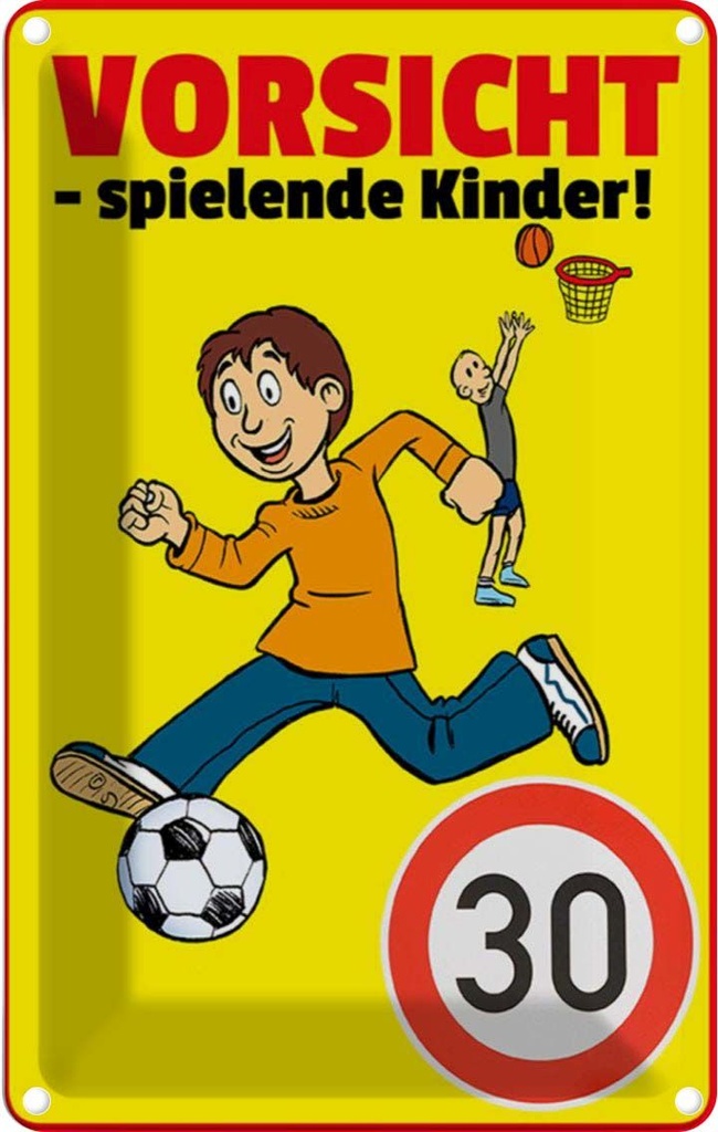 [LA-112276-1812] Blechschild 18x12 cm Vorsicht spielende Kinder 30Kmh Warnschild Hinweisschild Sicherheit