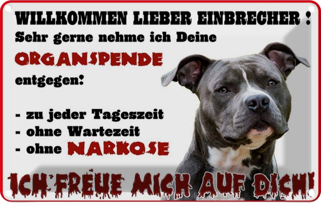 [LA-112278-1812] Blechschild 12x18 cm Hund Willkommen Einbrecher Tier Haustier