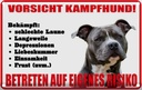 Blechschild 12x18 cm Hund Vorsicht Kampfhund Risiko Tier Haustier