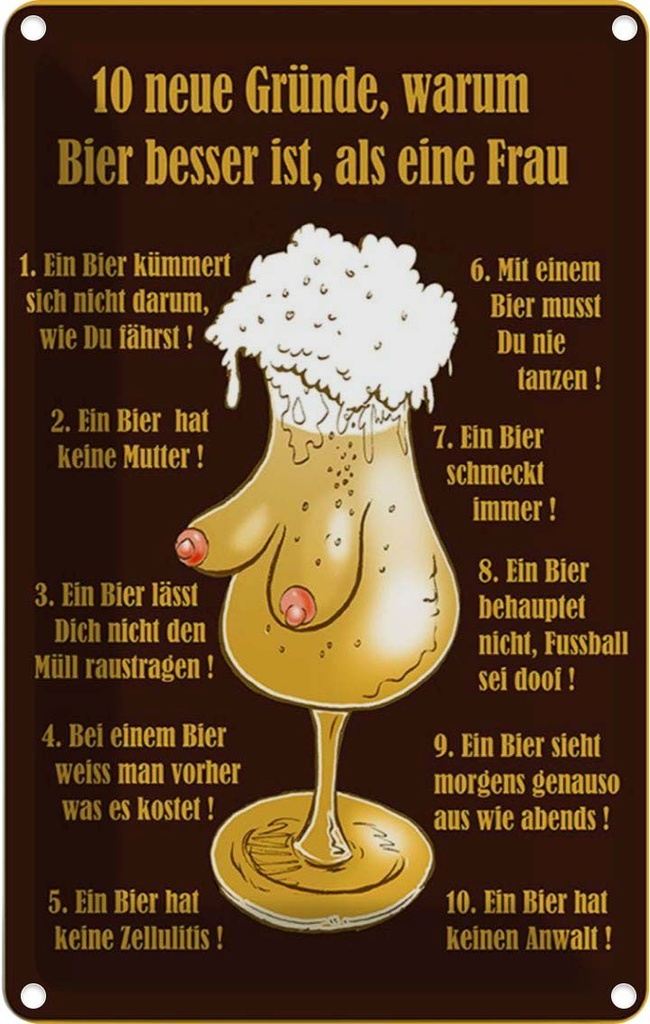 [LA-112288-1812] Blechschild 18x12 cm Alkohol 10 Gründe Bier besser als Frau Spruch Zitat
