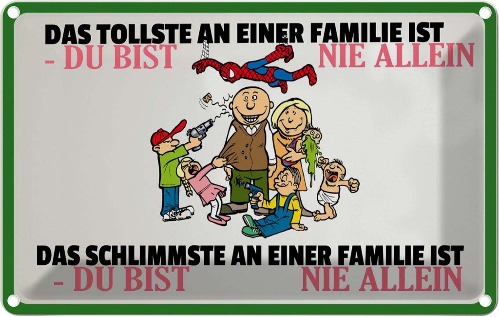 [LA-112307-1812] Blechschild 12x18 cm Familie du bist nie allein Freunde