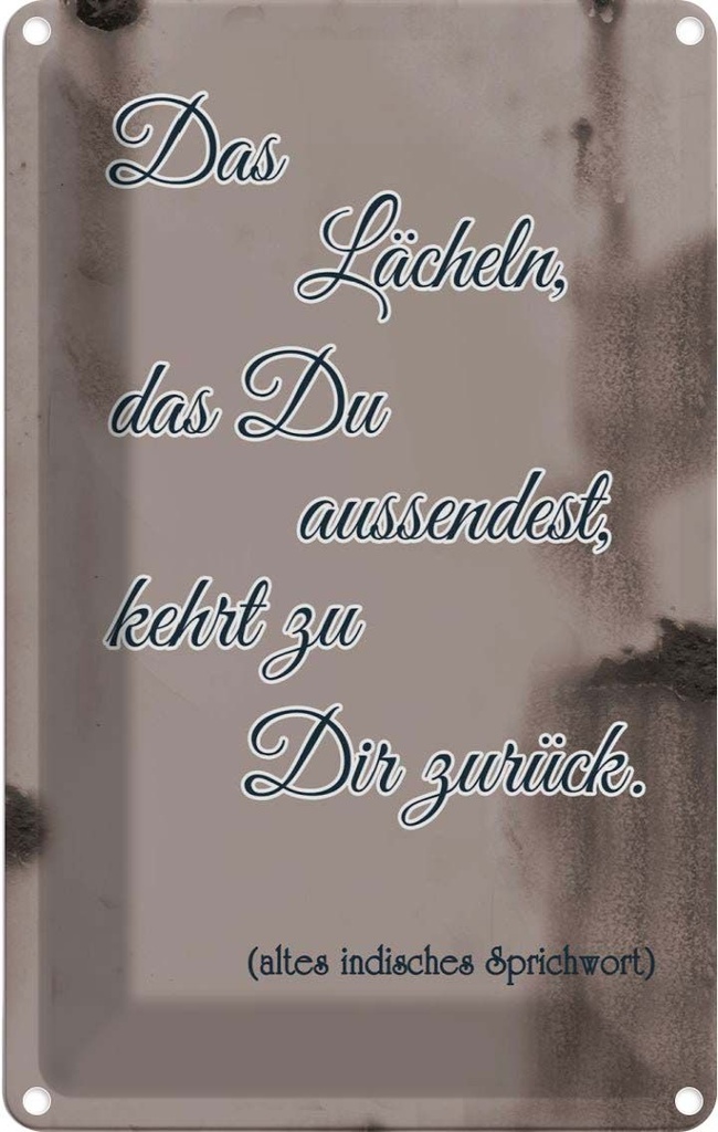 [LA-112311-1812] Blechschild 18x12 cm das Lächeln du aussendest Dekoration Spruch Zitat