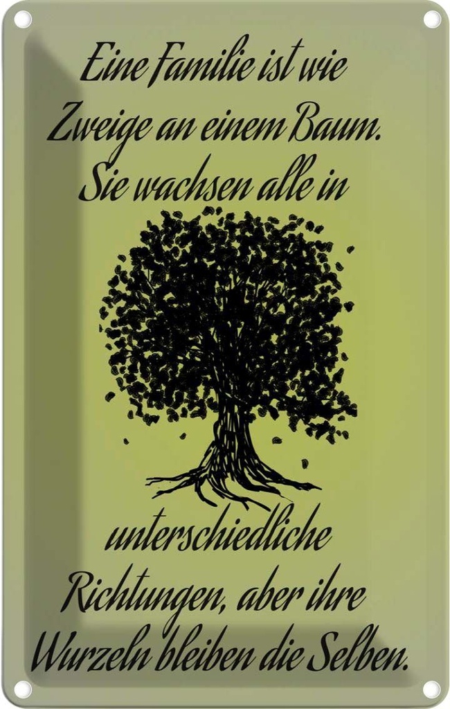 [LA-112316-1812] Blechschild 18x12 cm Familie ist wie Zweige an Baum Freunde