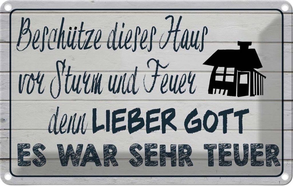 [LA-112317-1812] Blechschild 12x18 cm beschütze deises Haus vor Sturm Spruch Zitat