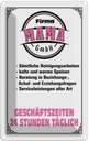 Blechschild 18x12 cm Firma Mama GmbH 24 Stunden Männer Frauen Spruch Zitat