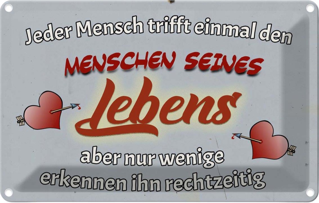 [LA-112339-1812] Blechschild 12x18 cm jeder Mensch trifft einmal den Dekoration Spruch Zitat