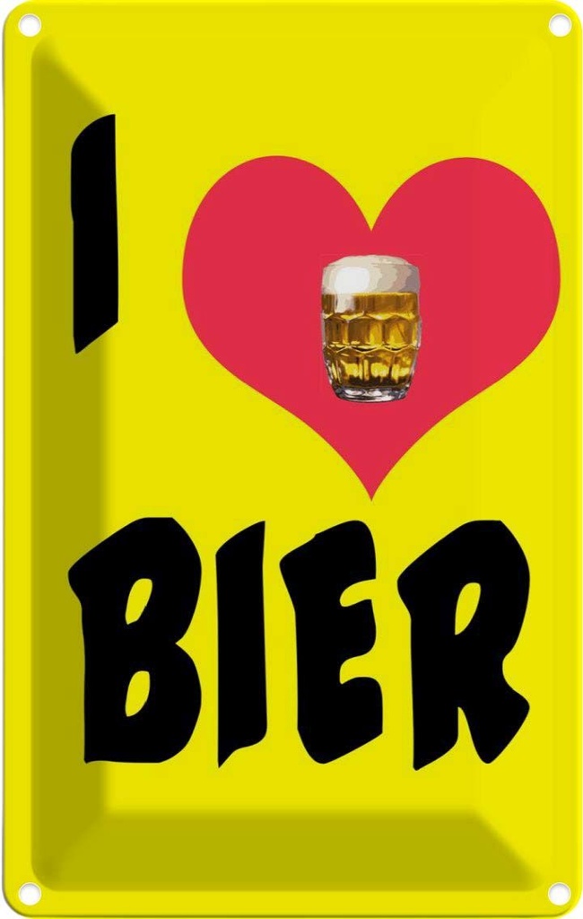 [LA-112345-1812] Blechschild 18x12 cm Alkohol i love Bier Essen Trinken Bar Club