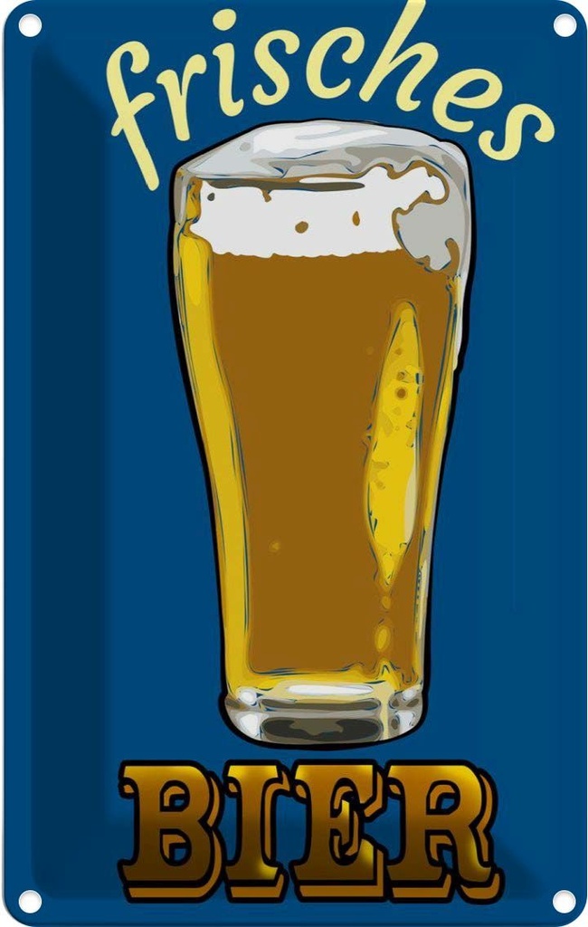 [LA-112348-1812] Blechschild 18x12 cm Alkohol frisches Bier Bierglas Spruch Zitat