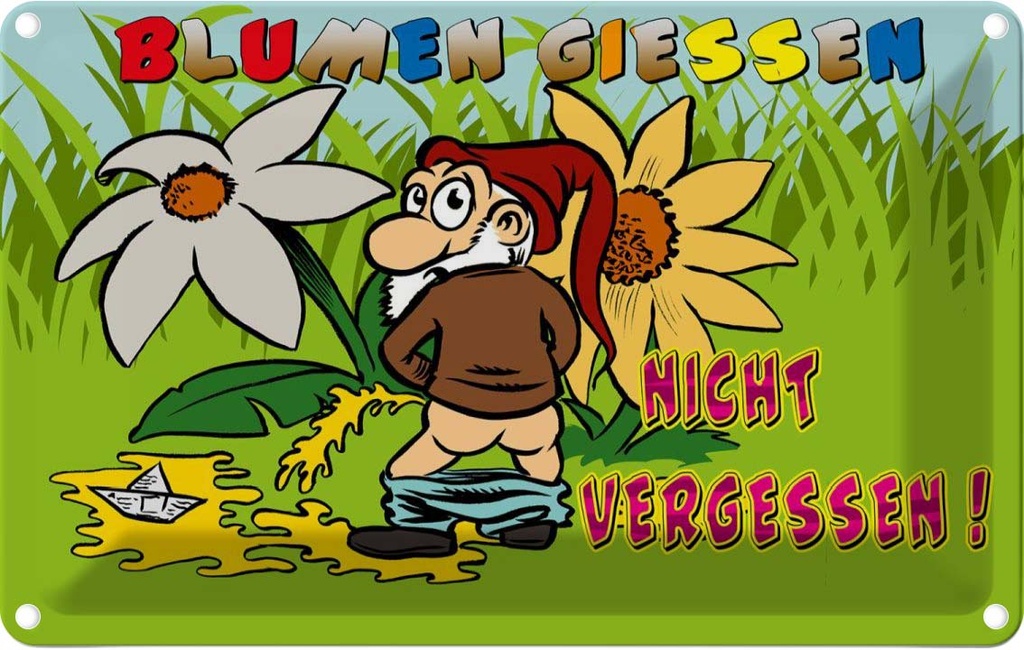 [LA-112372-1812] Blechschild 12x18 cm Blumen giessen nicht vergessen Spruch Zitat
