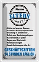 Blechschild 18x12 cm Firma Eltern GmbH 24 Std täglich Spruch Zitat