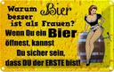 Blechschild 12x18 cm Pinup Warum Zitat Bier besser ist als Frauen Pin Up Spruch