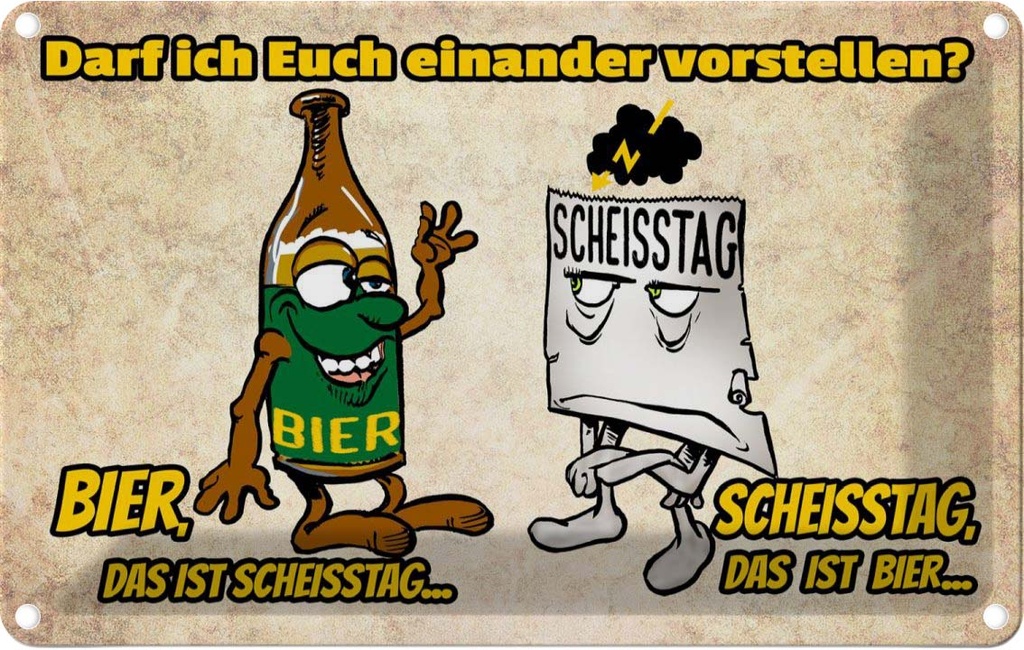 [LA-112417-1812] Blechschild 12x18 cm Alkohol darf ich euch vorstellen Bier Spruch Zitat