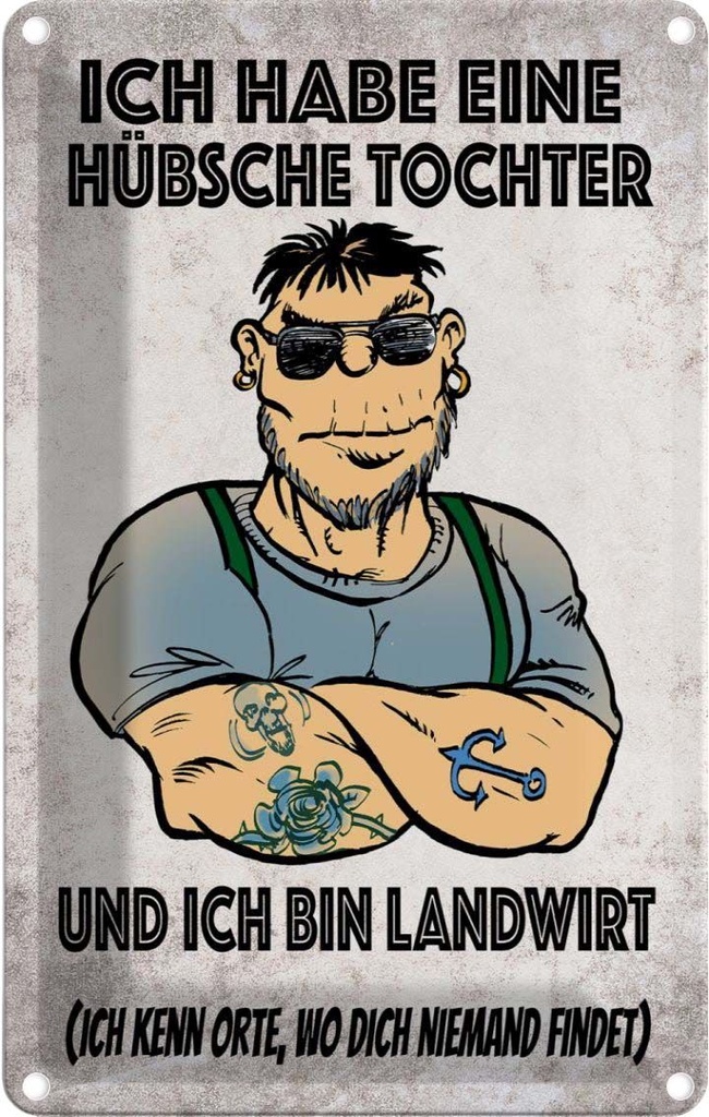 [LA-112418-1812] Blechschild 18x12 cm ich habe eine hübsche Tochter Familie Freunde