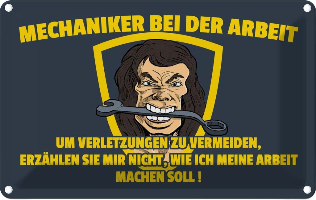 [LA-112426-1812] Blechschild 12x18 cm Mechaniker bei der Arbeit Beruf