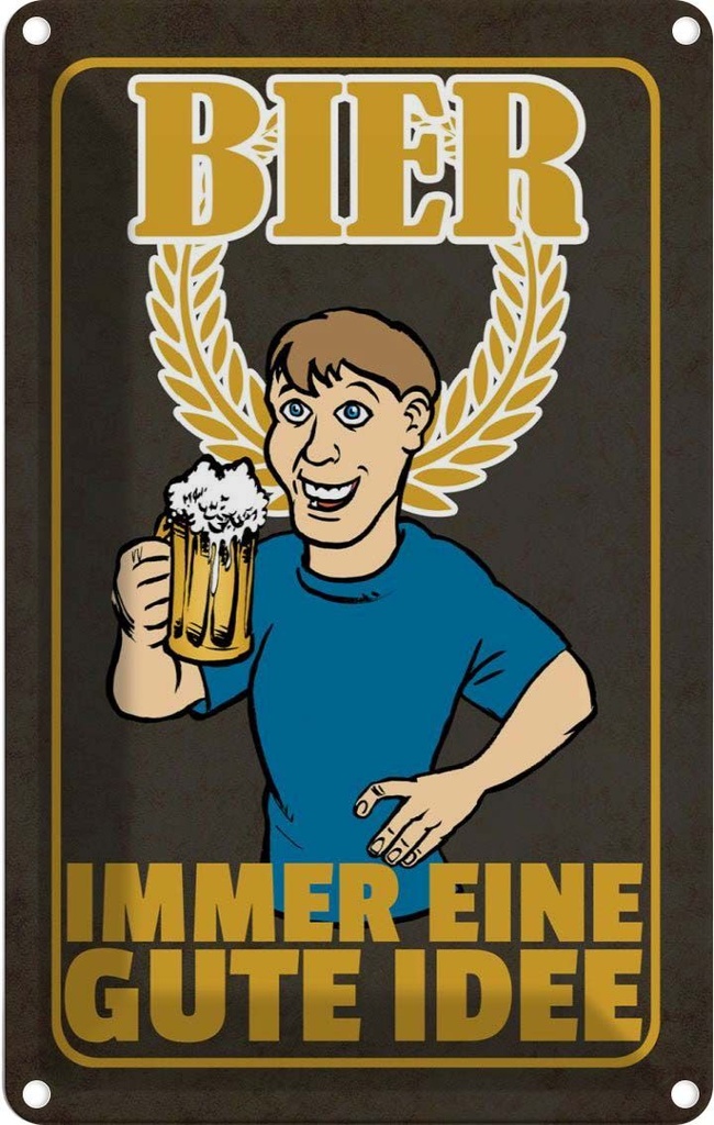 [LA-112442-1812] Blechschild 18x12 cm Alkohol Bier immer eine gute Idee Spruch Zitat