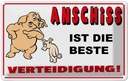 Blechschild 12x18 cm Anschiss ist beste Verteidigung Spruch Zitat