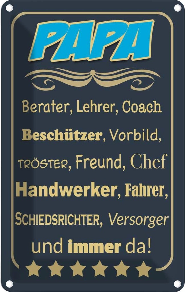 [LA-112457-1812] Blechschild 18x12 cm Papa Berater Lehrer Freund immer Familie Freunde
