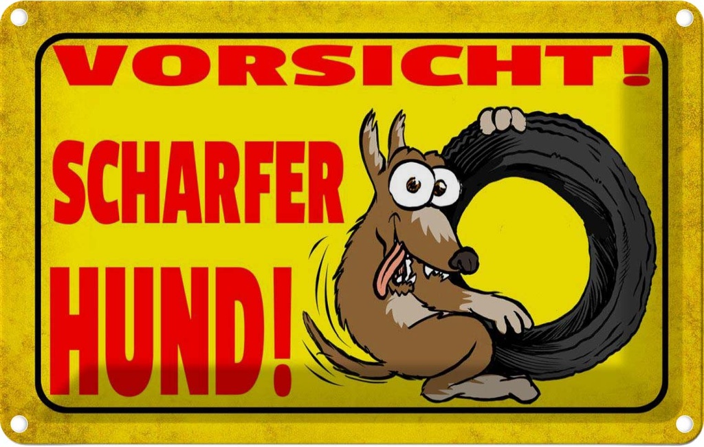[LA-112460-1812] Blechschild 12x18 cm Vorsicht scharfer Hund Warnschild Hinweisschild Sicherheit