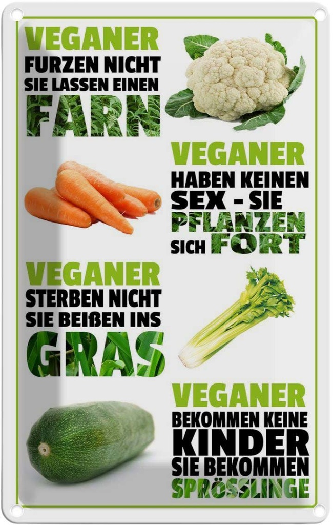 [LA-112472-1812] Blechschild 18x12 cm Veganer furzen nicht sterben Dekoration Spruch Zitat