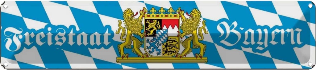 [LA-120370] Blechschild 10x46 cm Freistaat Bayern Deutschland